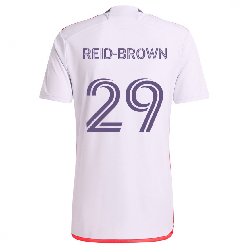 Kinder Fußball Tahir Reid-Brown #29 Weiß Rot Lila Auswärtstrikot Trikot 2024/25 T-Shirt Luxemburg