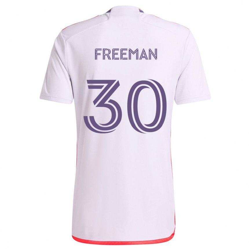 Kinder Fußball Alex Freeman #30 Weiß Rot Lila Auswärtstrikot Trikot 2024/25 T-Shirt Luxemburg