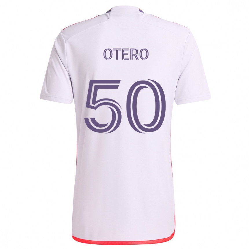 Kinder Fußball Javier Otero #50 Weiß Rot Lila Auswärtstrikot Trikot 2024/25 T-Shirt Luxemburg