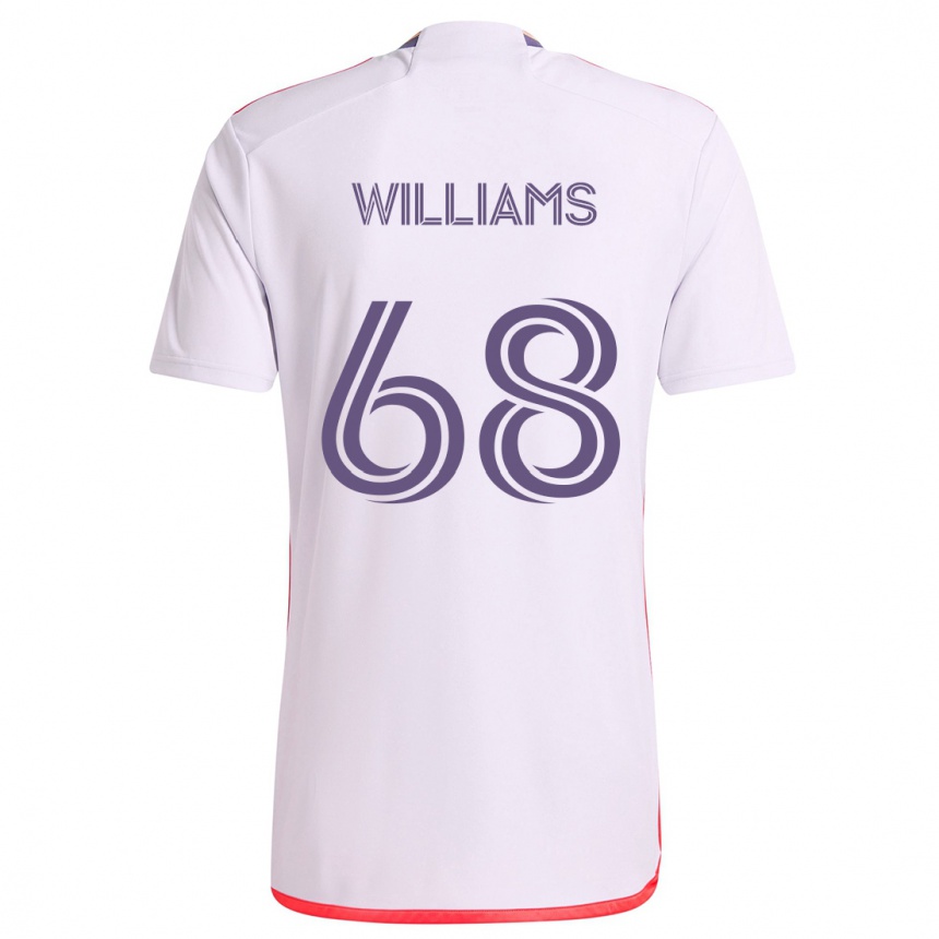 Kinder Fußball Thomas Williams #68 Weiß Rot Lila Auswärtstrikot Trikot 2024/25 T-Shirt Luxemburg