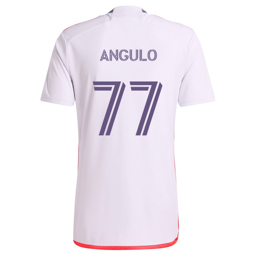 Kinder Fußball Iván Angulo #77 Weiß Rot Lila Auswärtstrikot Trikot 2024/25 T-Shirt Luxemburg