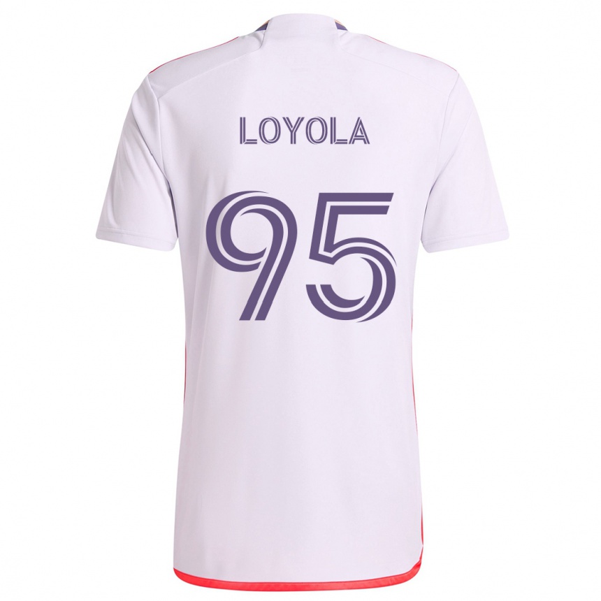 Kinder Fußball Favian Loyola #95 Weiß Rot Lila Auswärtstrikot Trikot 2024/25 T-Shirt Luxemburg