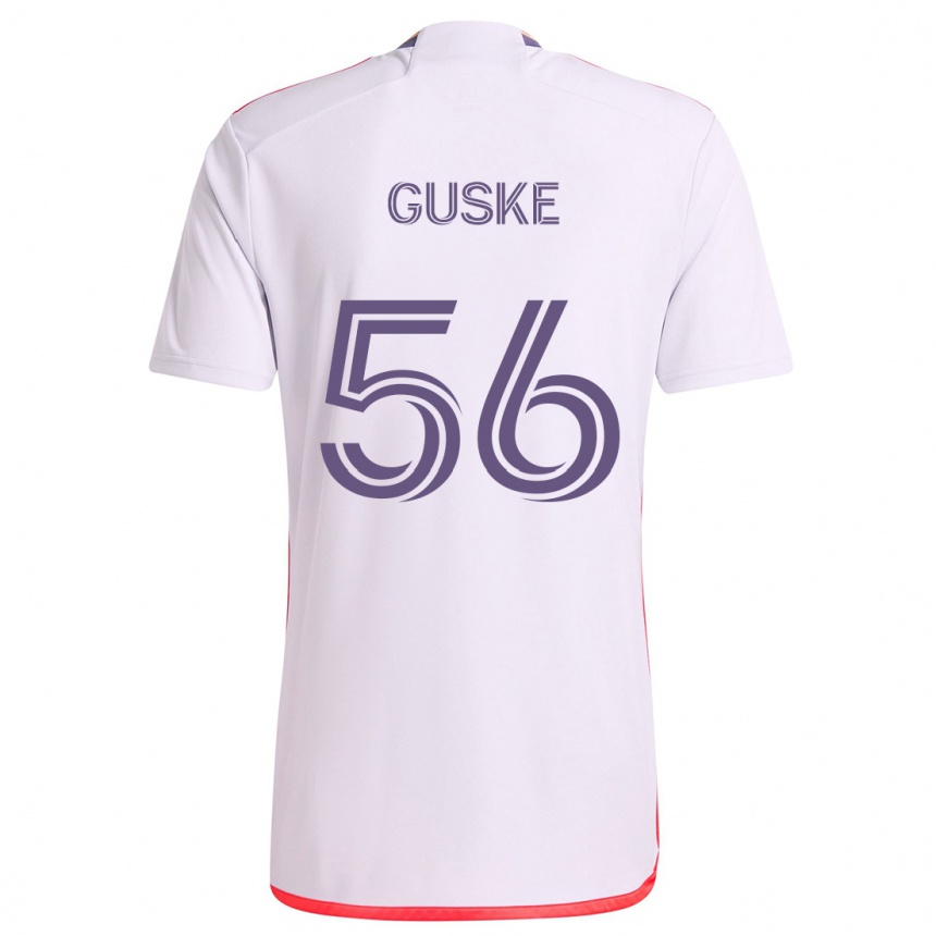 Kinder Fußball Colin Guske #56 Weiß Rot Lila Auswärtstrikot Trikot 2024/25 T-Shirt Luxemburg