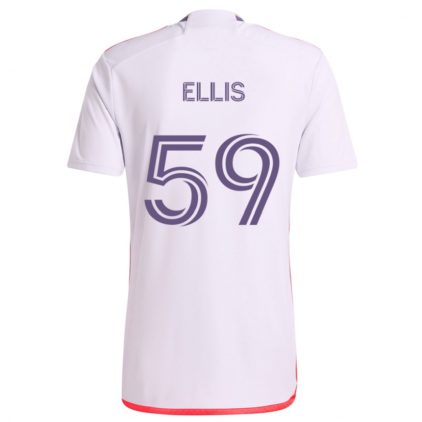 Kinder Fußball Justin Ellis #59 Weiß Rot Lila Auswärtstrikot Trikot 2024/25 T-Shirt Luxemburg