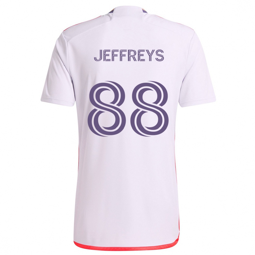 Kinder Fußball Tj Jeffreys #88 Weiß Rot Lila Auswärtstrikot Trikot 2024/25 T-Shirt Luxemburg