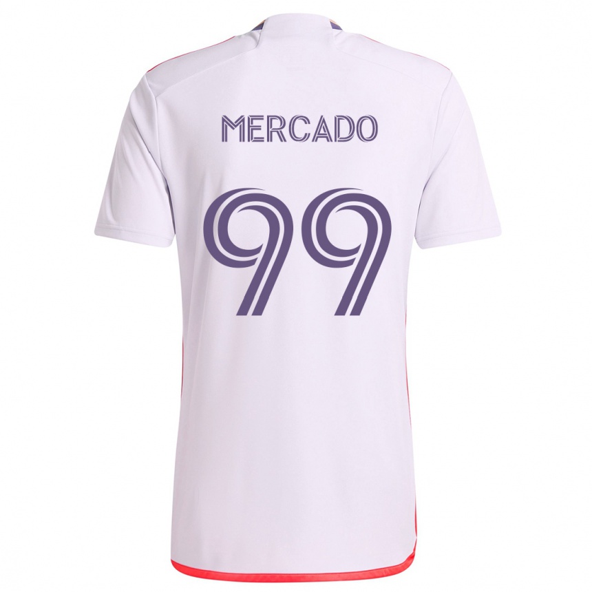 Kinder Fußball Carlos Mercado #99 Weiß Rot Lila Auswärtstrikot Trikot 2024/25 T-Shirt Luxemburg