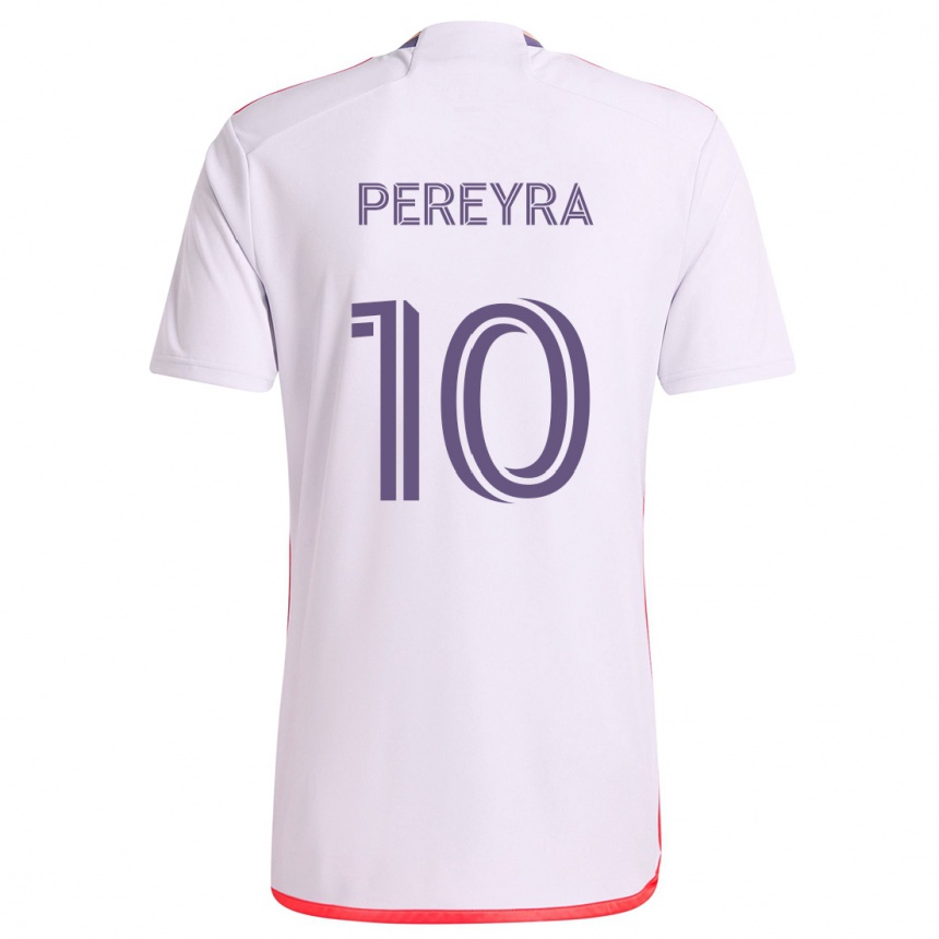 Kinder Fußball Mauricio Pereyra #10 Weiß Rot Lila Auswärtstrikot Trikot 2024/25 T-Shirt Luxemburg