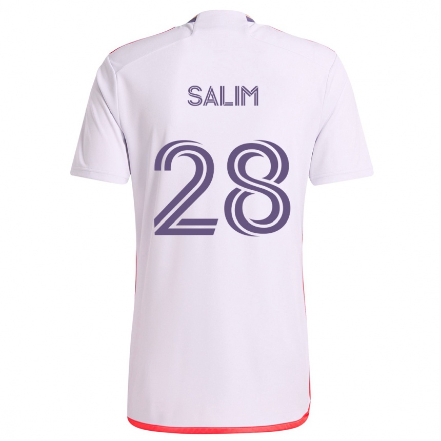 Kinder Fußball Abdi Salim #28 Weiß Rot Lila Auswärtstrikot Trikot 2024/25 T-Shirt Luxemburg