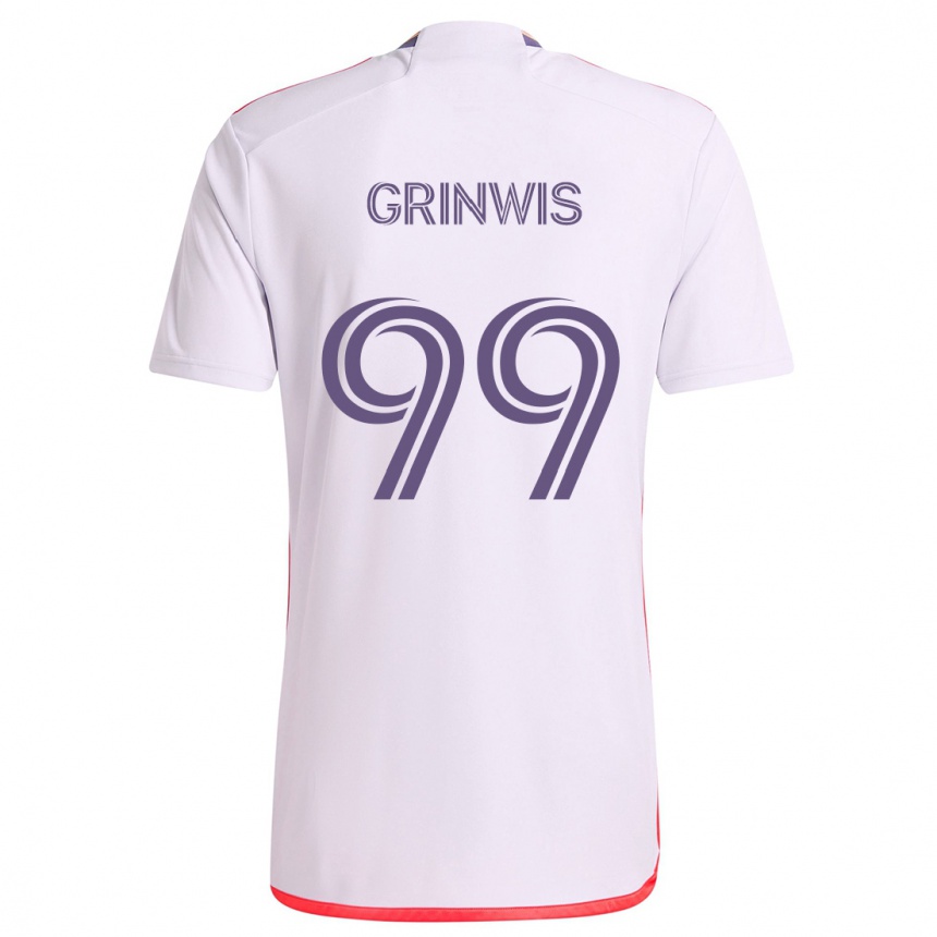 Kinder Fußball Adam Grinwis #99 Weiß Rot Lila Auswärtstrikot Trikot 2024/25 T-Shirt Luxemburg