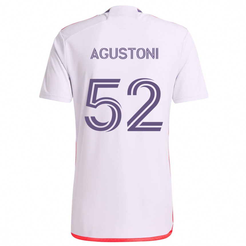 Kinder Fußball Gonzalo Agustoni #52 Weiß Rot Lila Auswärtstrikot Trikot 2024/25 T-Shirt Luxemburg