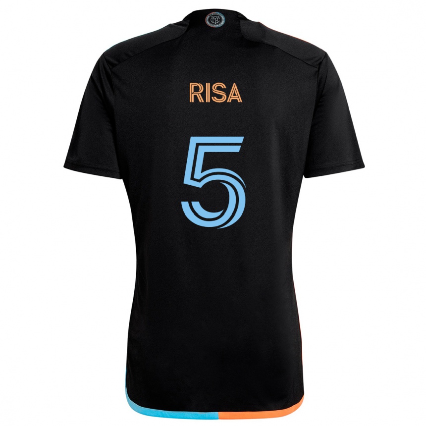 Kinder Fußball Birk Risa #5 Schwarz Orange Blau Auswärtstrikot Trikot 2024/25 T-Shirt Luxemburg