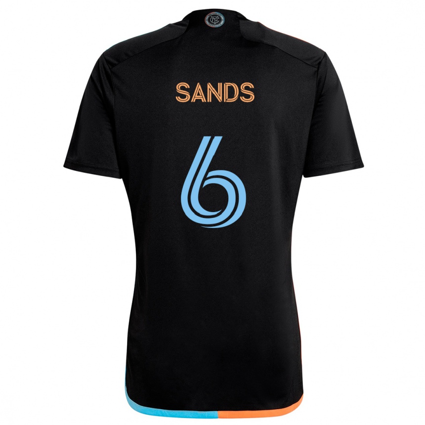 Kinder Fußball James Sands #6 Schwarz Orange Blau Auswärtstrikot Trikot 2024/25 T-Shirt Luxemburg