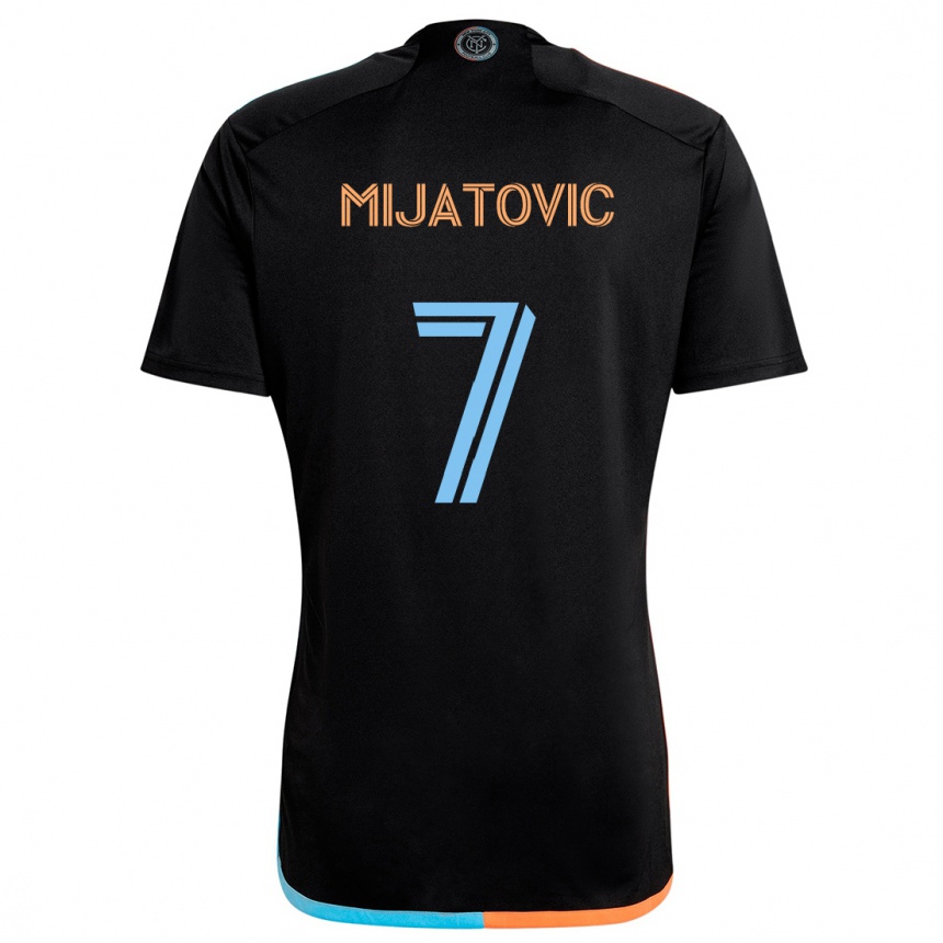 Kinder Fußball Jovan Mijatovic #7 Schwarz Orange Blau Auswärtstrikot Trikot 2024/25 T-Shirt Luxemburg