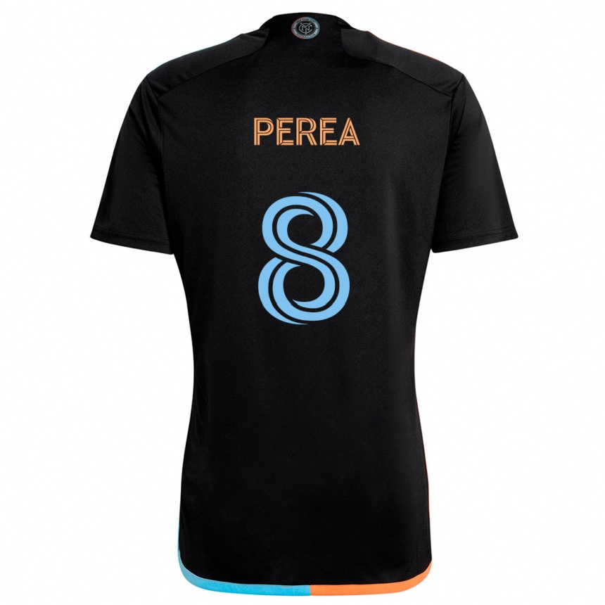 Kinder Fußball Andrés Perea #8 Schwarz Orange Blau Auswärtstrikot Trikot 2024/25 T-Shirt Luxemburg