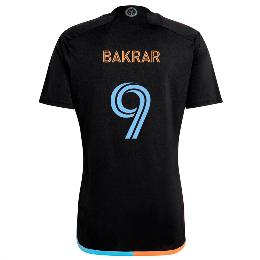 Kinder Fußball Monsef Bakrar #9 Schwarz Orange Blau Auswärtstrikot Trikot 2024/25 T-Shirt Luxemburg