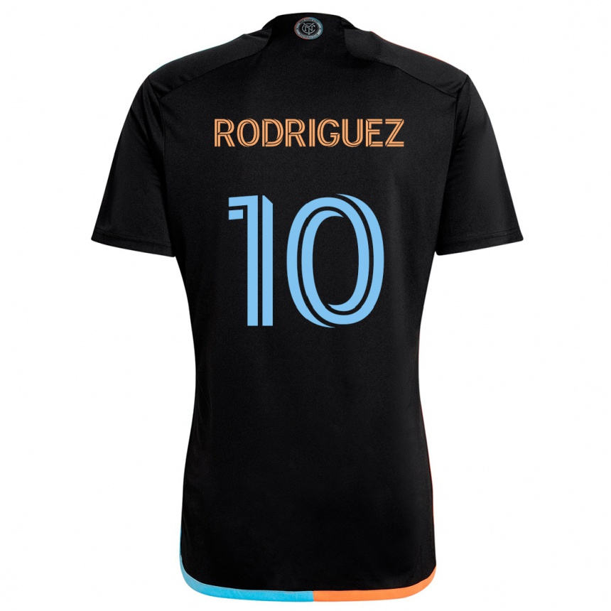 Kinder Fußball Santiago Rodríguez #10 Schwarz Orange Blau Auswärtstrikot Trikot 2024/25 T-Shirt Luxemburg