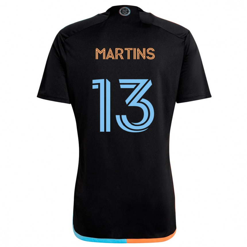 Kinder Fußball Thiago Martins #13 Schwarz Orange Blau Auswärtstrikot Trikot 2024/25 T-Shirt Luxemburg