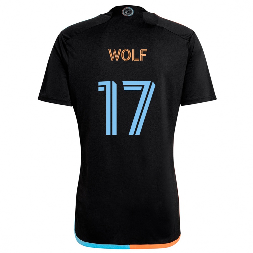 Kinder Fußball Hannes Wolf #17 Schwarz Orange Blau Auswärtstrikot Trikot 2024/25 T-Shirt Luxemburg