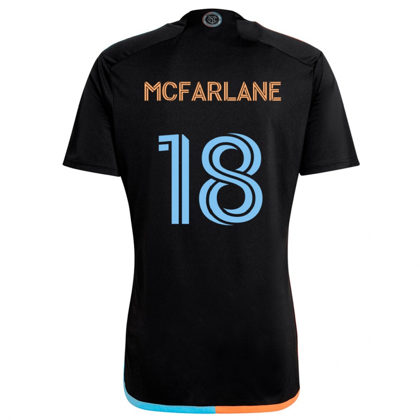 Kinder Fußball Christian Mcfarlane #18 Schwarz Orange Blau Auswärtstrikot Trikot 2024/25 T-Shirt Luxemburg