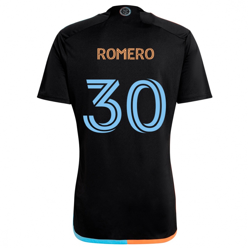 Kinder Fußball Tomás Romero #30 Schwarz Orange Blau Auswärtstrikot Trikot 2024/25 T-Shirt Luxemburg