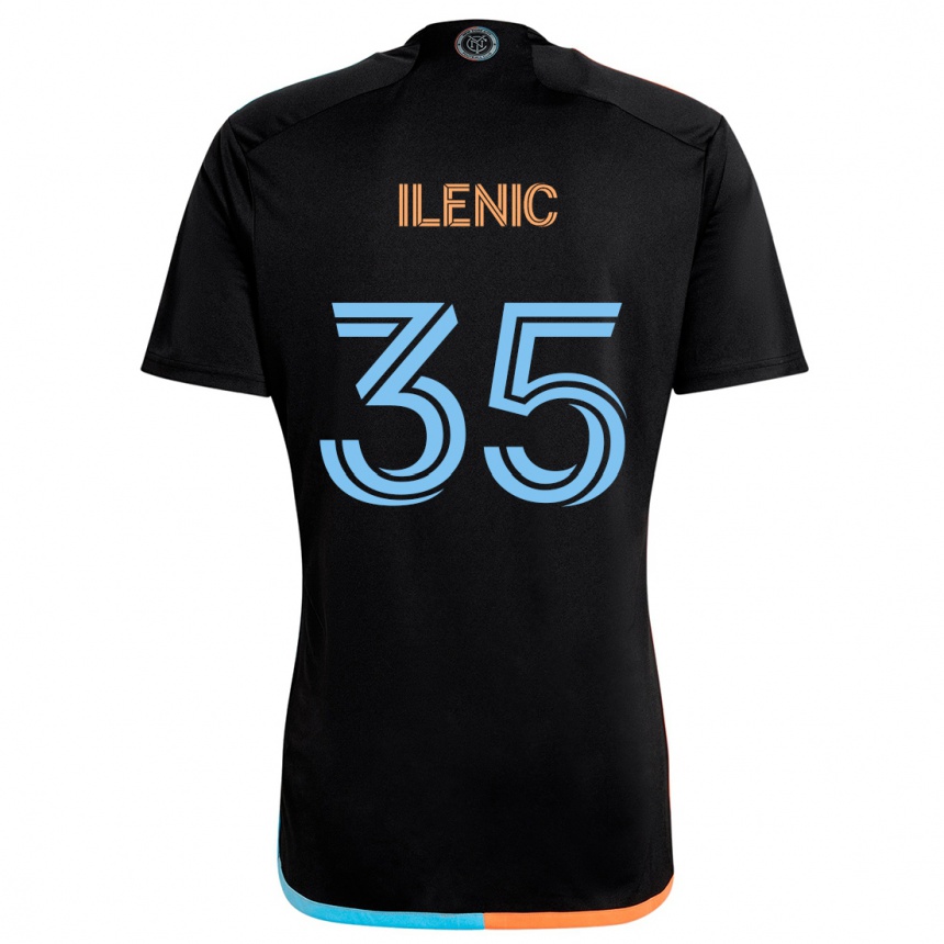 Kinder Fußball Mitja Ilenic #35 Schwarz Orange Blau Auswärtstrikot Trikot 2024/25 T-Shirt Luxemburg