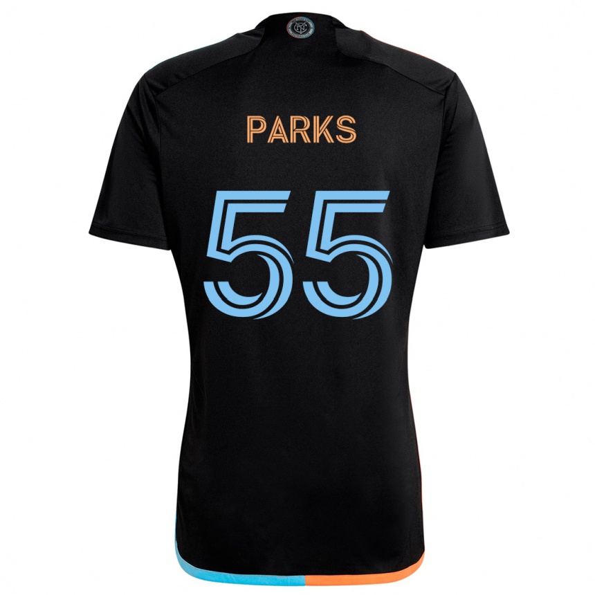 Kinder Fußball Keaton Parks #55 Schwarz Orange Blau Auswärtstrikot Trikot 2024/25 T-Shirt Luxemburg