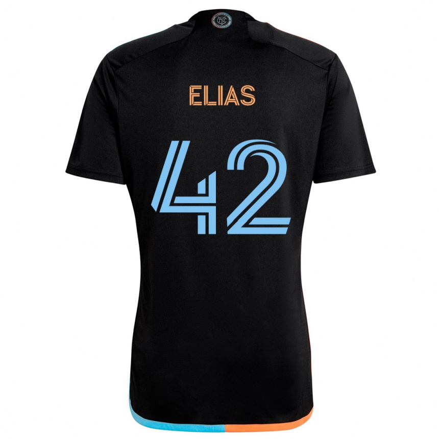 Kinder Fußball Piero Elias #42 Schwarz Orange Blau Auswärtstrikot Trikot 2024/25 T-Shirt Luxemburg