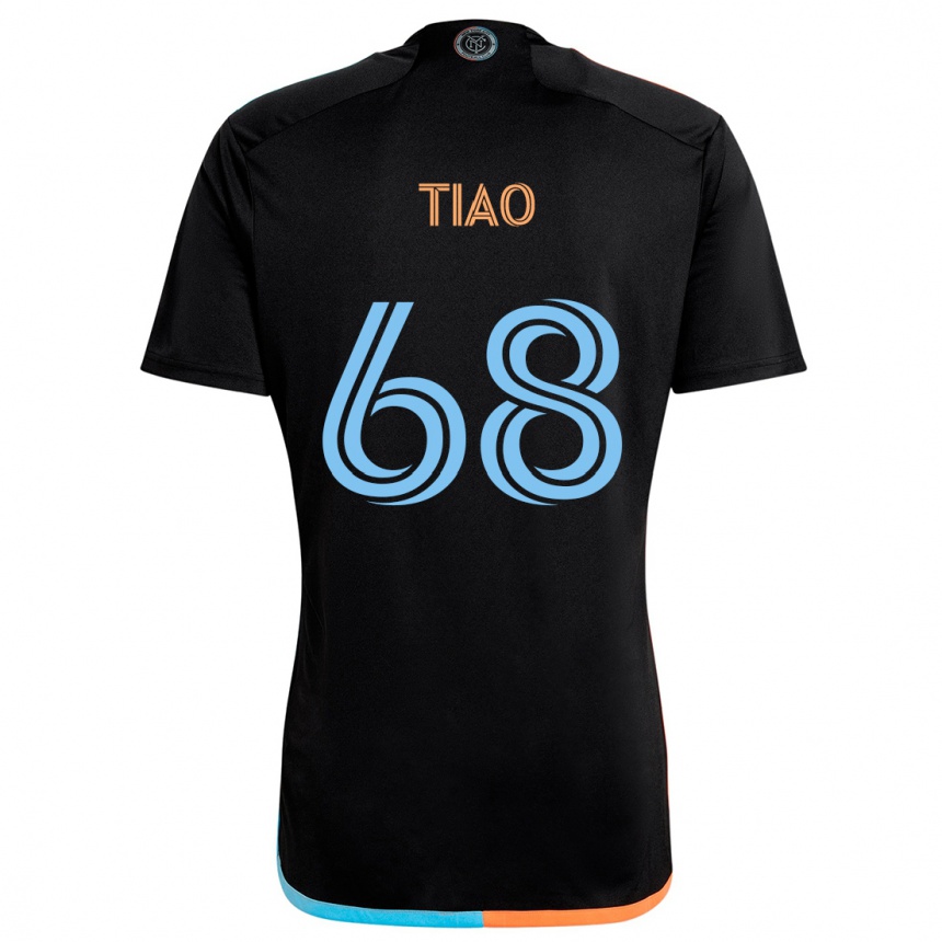 Kinder Fußball Christopher Tiao #68 Schwarz Orange Blau Auswärtstrikot Trikot 2024/25 T-Shirt Luxemburg