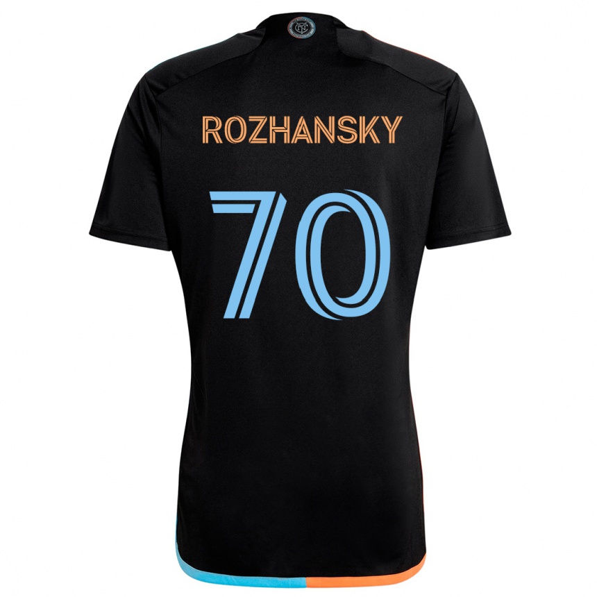 Kinder Fußball Jake Rozhansky #70 Schwarz Orange Blau Auswärtstrikot Trikot 2024/25 T-Shirt Luxemburg