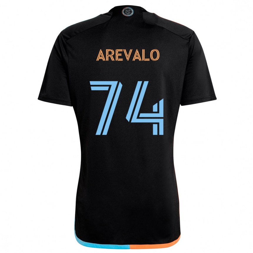 Kinder Fußball Ronny Arévalo #74 Schwarz Orange Blau Auswärtstrikot Trikot 2024/25 T-Shirt Luxemburg