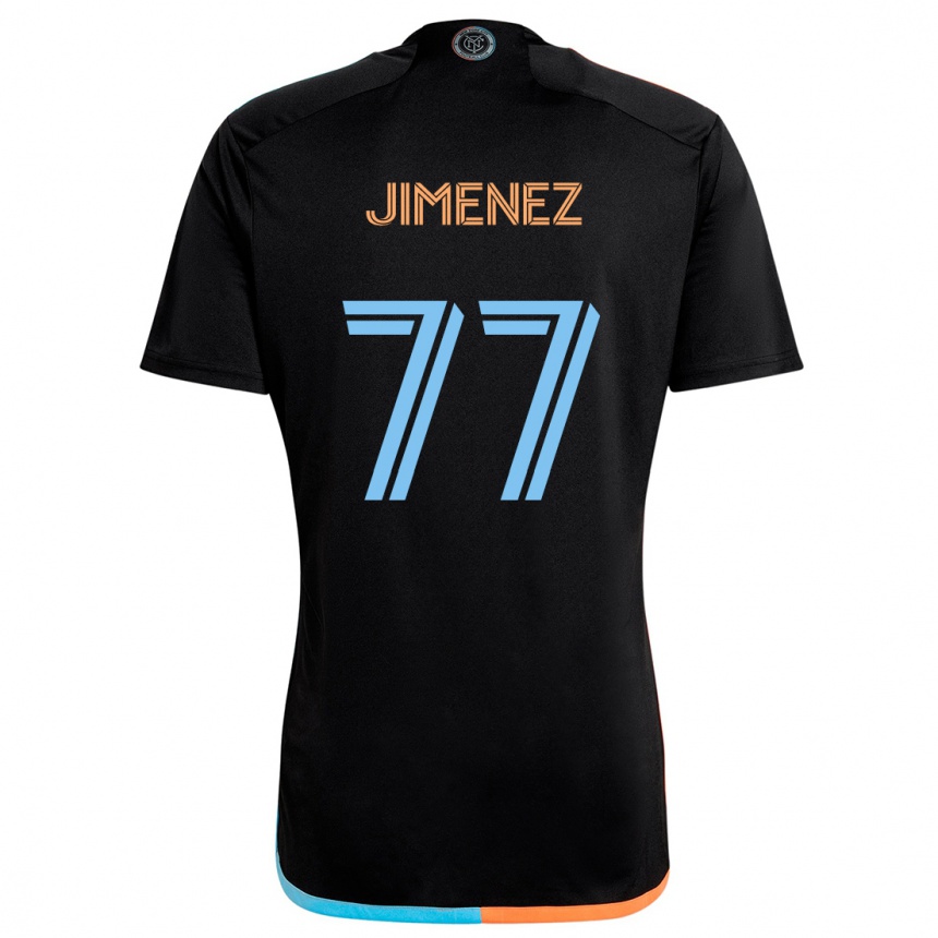 Kinder Fußball Jonathan Jiménez #77 Schwarz Orange Blau Auswärtstrikot Trikot 2024/25 T-Shirt Luxemburg