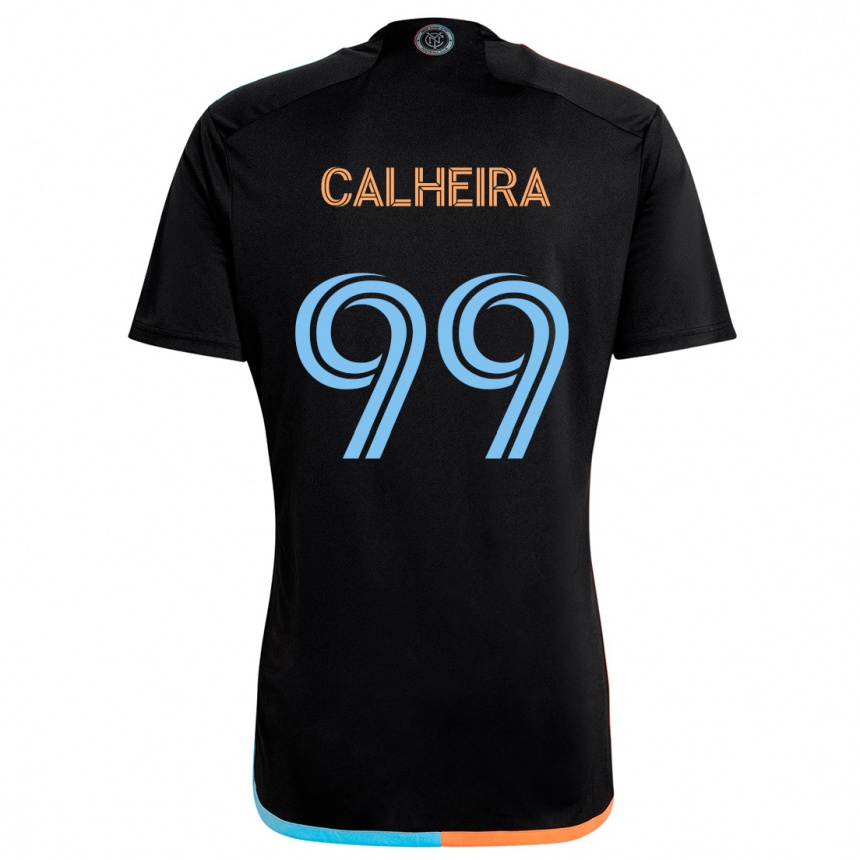 Kinder Fußball Taylor Calheira #99 Schwarz Orange Blau Auswärtstrikot Trikot 2024/25 T-Shirt Luxemburg