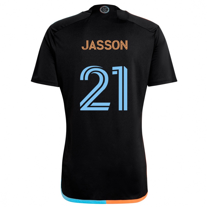 Kinder Fußball Andres Jasson #21 Schwarz Orange Blau Auswärtstrikot Trikot 2024/25 T-Shirt Luxemburg