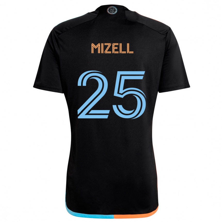 Kinder Fußball Cody Mizell #25 Schwarz Orange Blau Auswärtstrikot Trikot 2024/25 T-Shirt Luxemburg