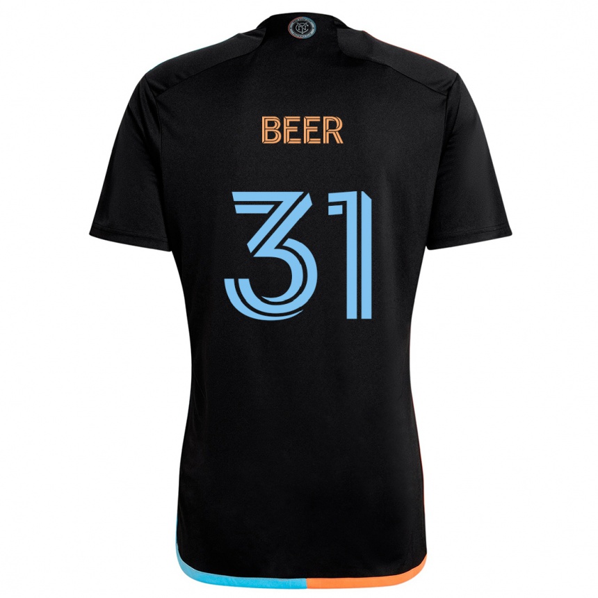 Kinder Fußball Jack Beer #31 Schwarz Orange Blau Auswärtstrikot Trikot 2024/25 T-Shirt Luxemburg