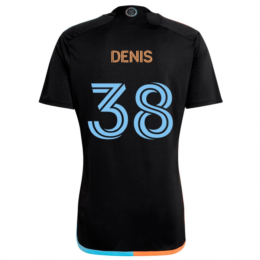 Kinder Fußball John Denis #38 Schwarz Orange Blau Auswärtstrikot Trikot 2024/25 T-Shirt Luxemburg