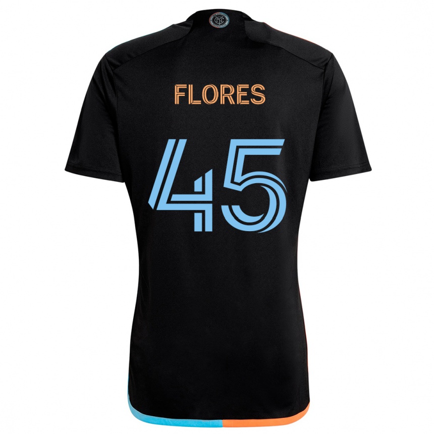 Kinder Fußball Brian Flores #45 Schwarz Orange Blau Auswärtstrikot Trikot 2024/25 T-Shirt Luxemburg