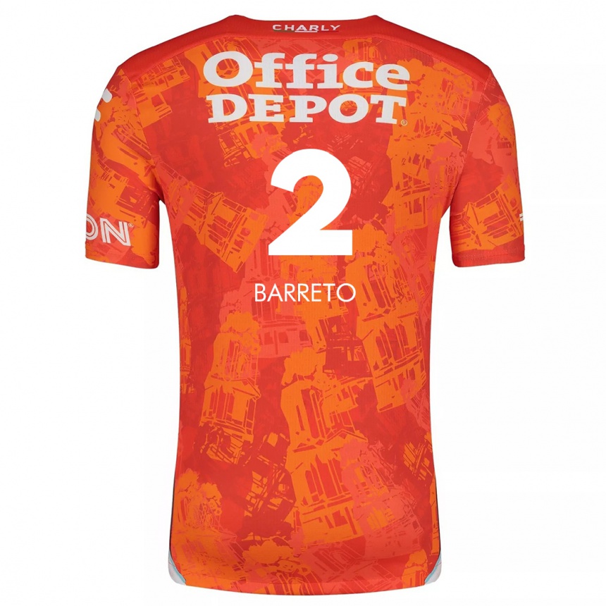 Kinder Fußball Sergio Barreto #2 Orange Weiß Auswärtstrikot Trikot 2024/25 T-Shirt Luxemburg