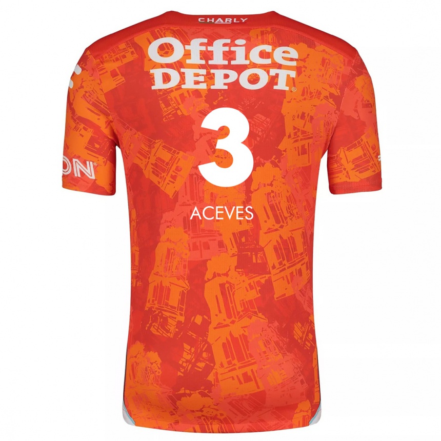 Kinder Fußball Alonso Aceves #3 Orange Weiß Auswärtstrikot Trikot 2024/25 T-Shirt Luxemburg