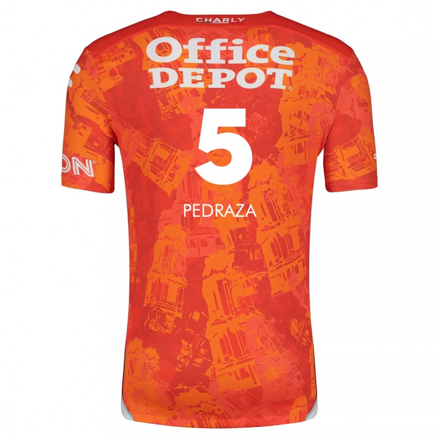 Kinder Fußball Pedro Pedraza #5 Orange Weiß Auswärtstrikot Trikot 2024/25 T-Shirt Luxemburg