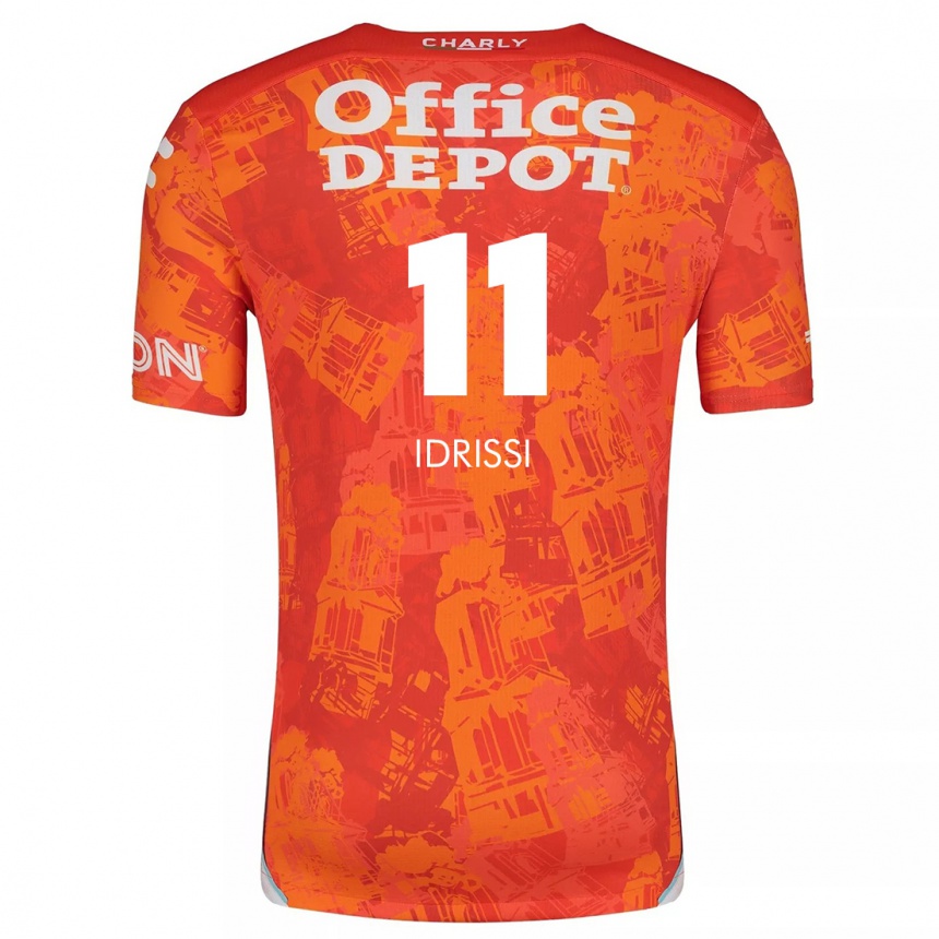 Kinder Fußball Oussama Idrissi #11 Orange Weiß Auswärtstrikot Trikot 2024/25 T-Shirt Luxemburg