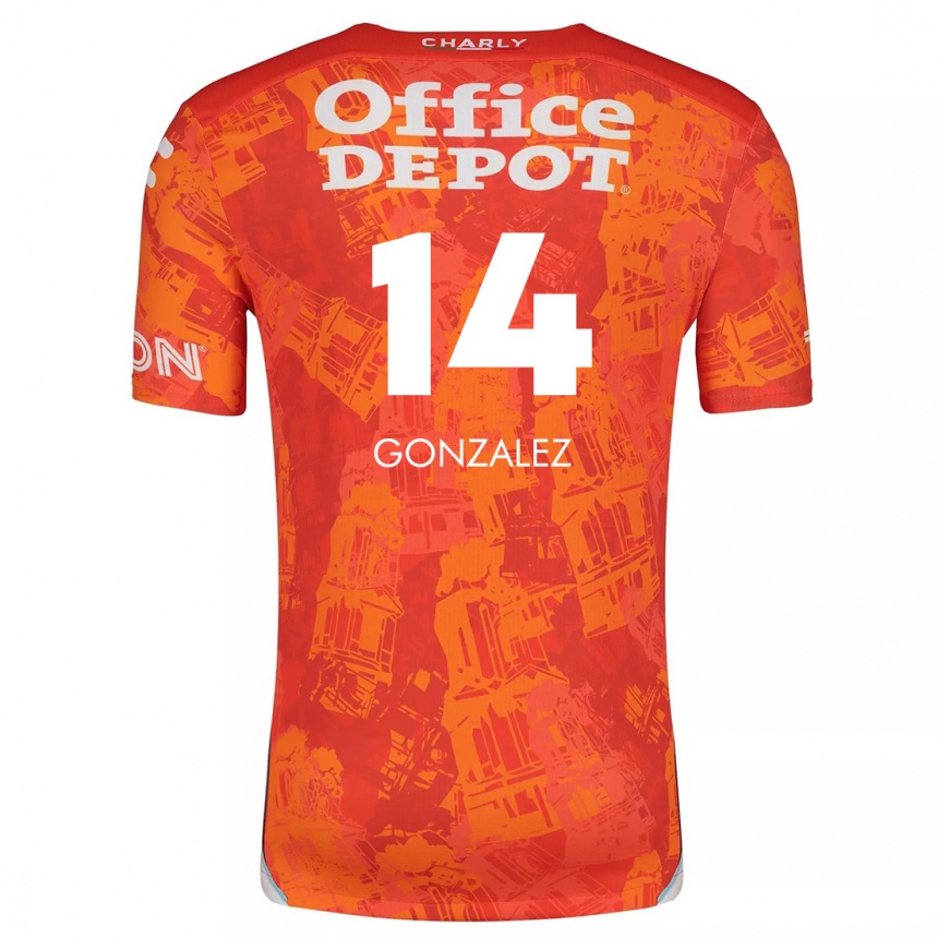 Kinder Fußball Arturo González #14 Orange Weiß Auswärtstrikot Trikot 2024/25 T-Shirt Luxemburg