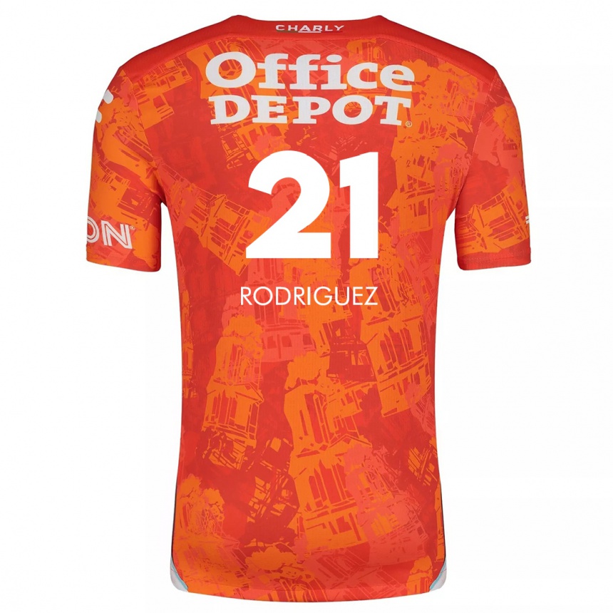 Kinder Fußball Valentín Rodríguez #21 Orange Weiß Auswärtstrikot Trikot 2024/25 T-Shirt Luxemburg