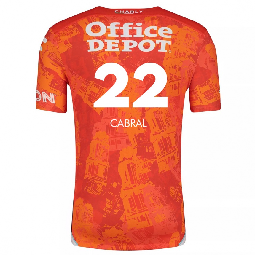 Kinder Fußball Gustavo Cabral #22 Orange Weiß Auswärtstrikot Trikot 2024/25 T-Shirt Luxemburg