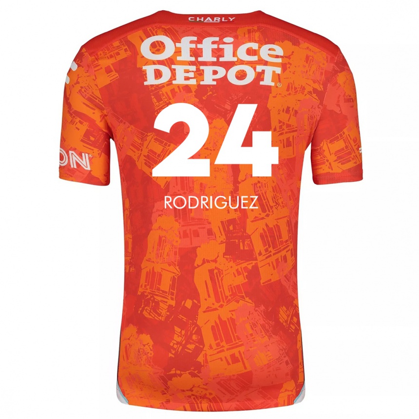 Kinder Fußball Luis Rodriguez #24 Orange Weiß Auswärtstrikot Trikot 2024/25 T-Shirt Luxemburg