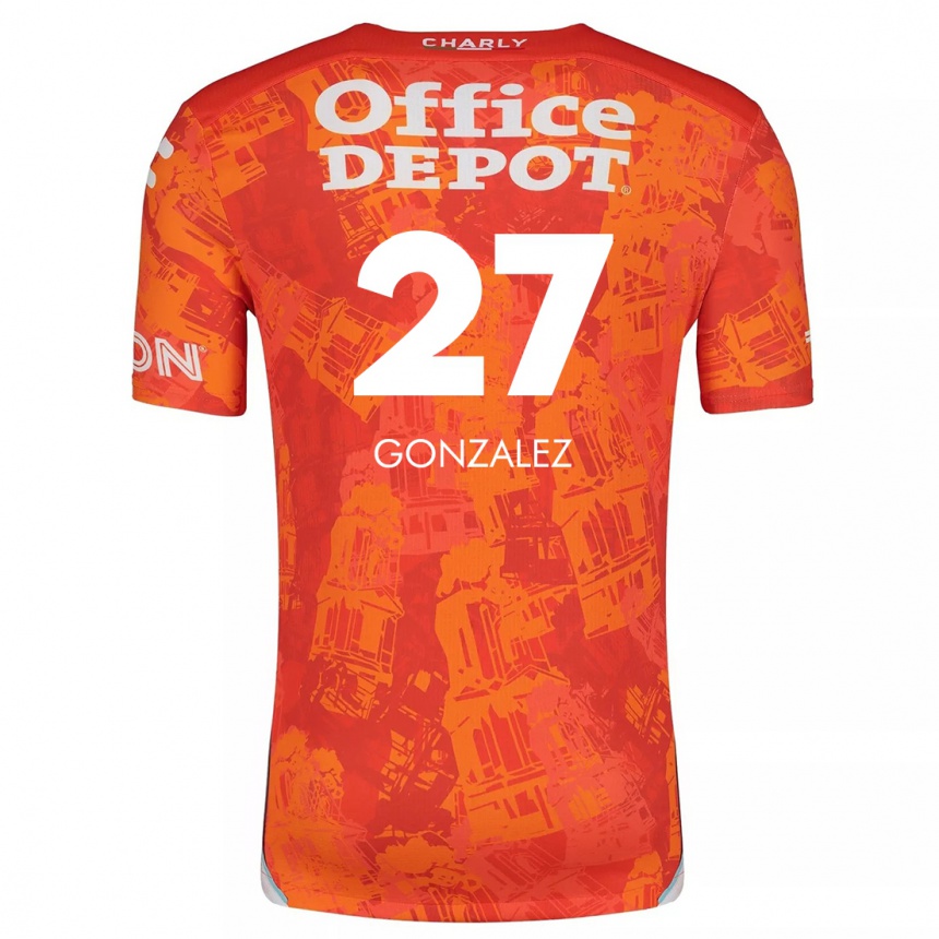 Kinder Fußball Owen González #27 Orange Weiß Auswärtstrikot Trikot 2024/25 T-Shirt Luxemburg