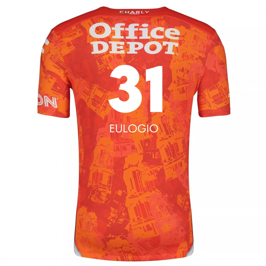 Kinder Fußball José Eulogio #31 Orange Weiß Auswärtstrikot Trikot 2024/25 T-Shirt Luxemburg