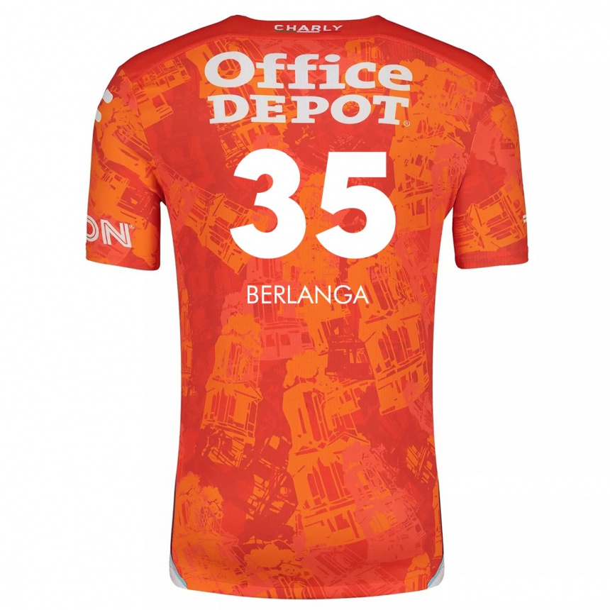 Kinder Fußball Jorge Berlanga #35 Orange Weiß Auswärtstrikot Trikot 2024/25 T-Shirt Luxemburg