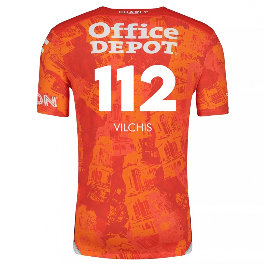 Kinder Fußball Leonardo Vílchis #112 Orange Weiß Auswärtstrikot Trikot 2024/25 T-Shirt Luxemburg