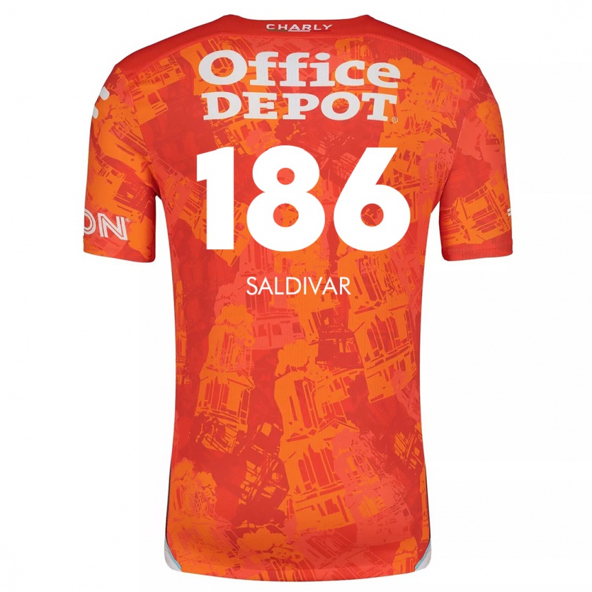 Kinder Fußball José Saldívar #186 Orange Weiß Auswärtstrikot Trikot 2024/25 T-Shirt Luxemburg